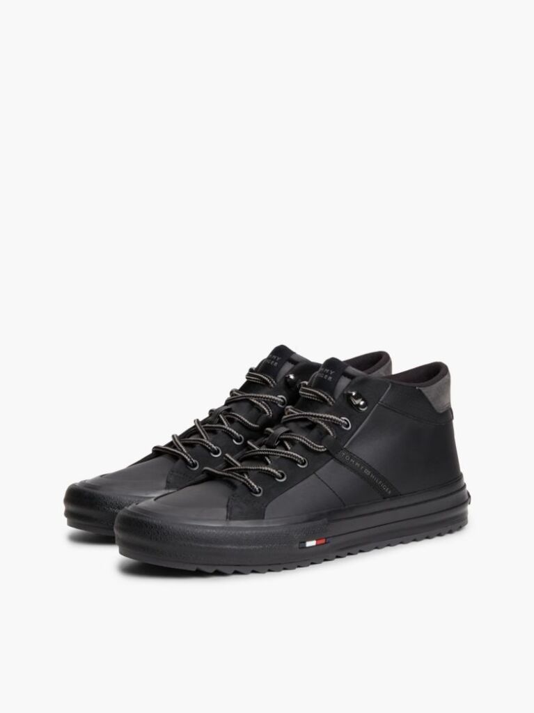 Μαύρο Δερμάτινα Sneakers  Άνδρες