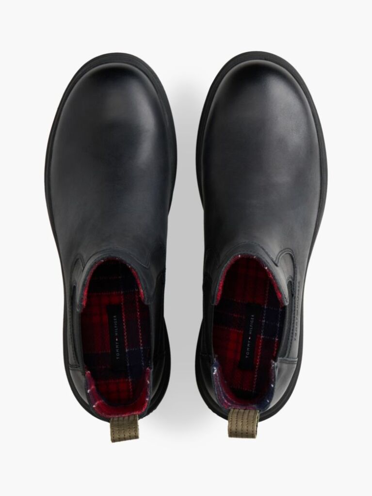Black Outdoor Warm Lining Leather Chelsea Boots  Men