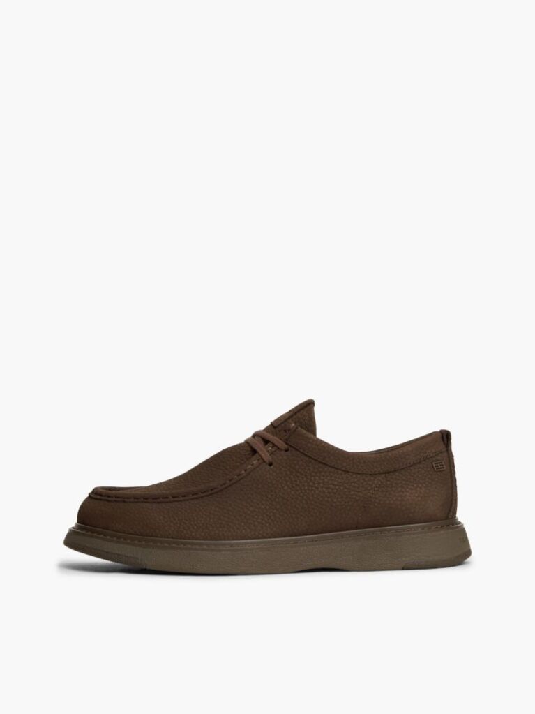 Καφέ Δερμάτινα Δετά Loafers Με Moc Μύτη  Άνδρες