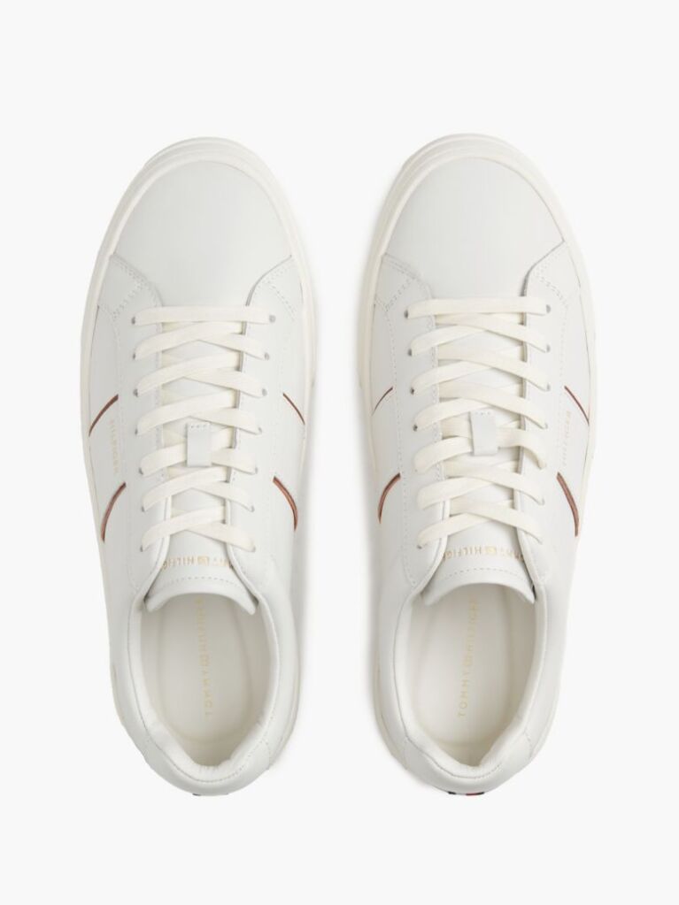 Μπεζ Δερμάτινα Sneakers Με Cupsole   Άνδρες