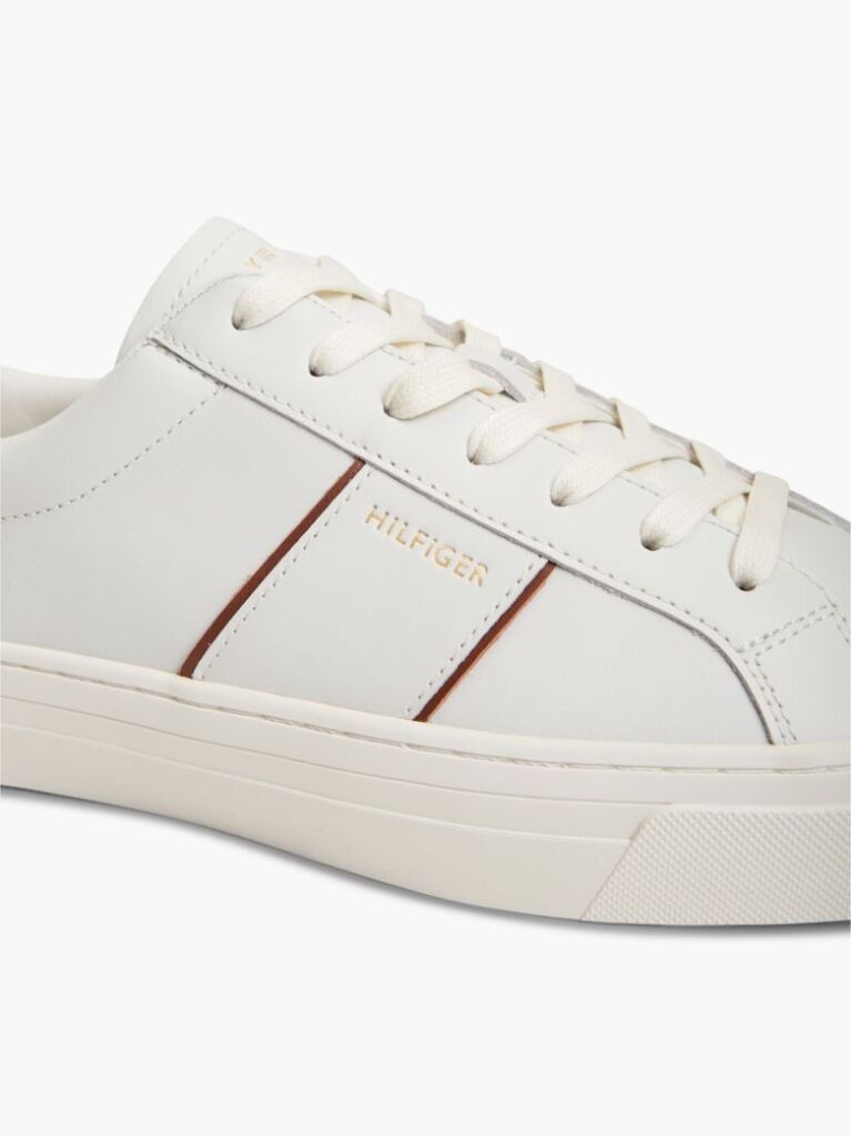 Μπεζ Δερμάτινα Sneakers Με Cupsole   Άνδρες