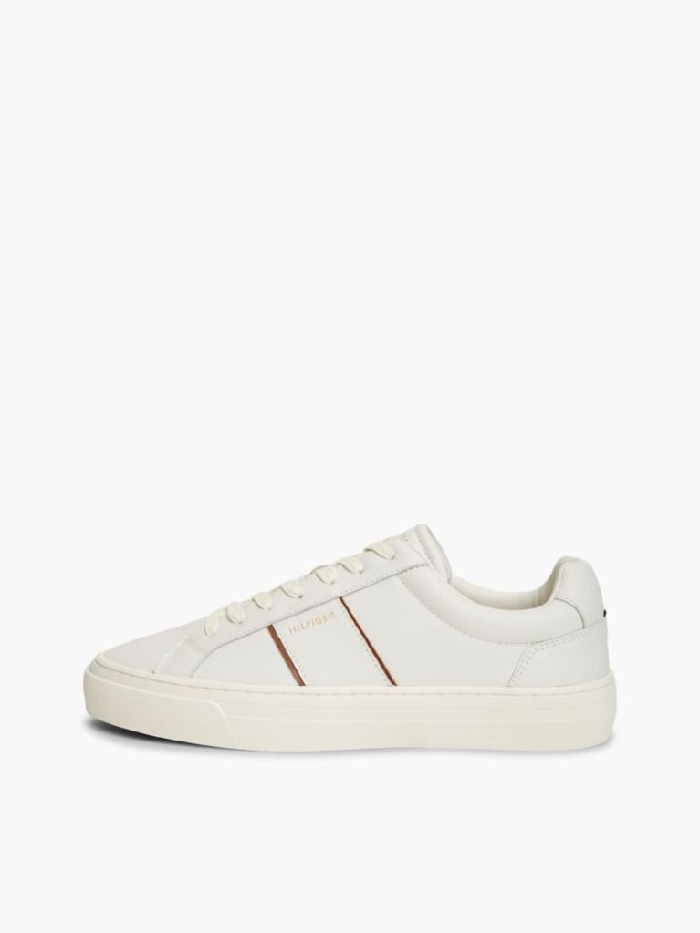 Μπεζ Δερμάτινα Sneakers Με Cupsole   Άνδρες