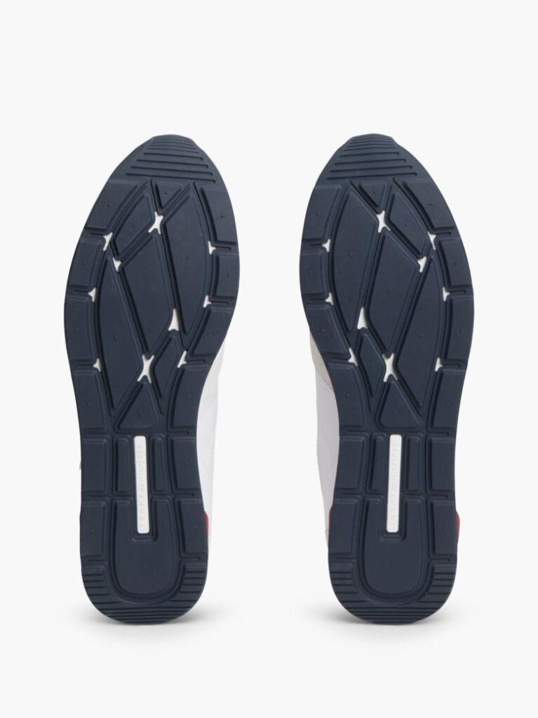 White Leather Embossed Logo Sneakers  Men