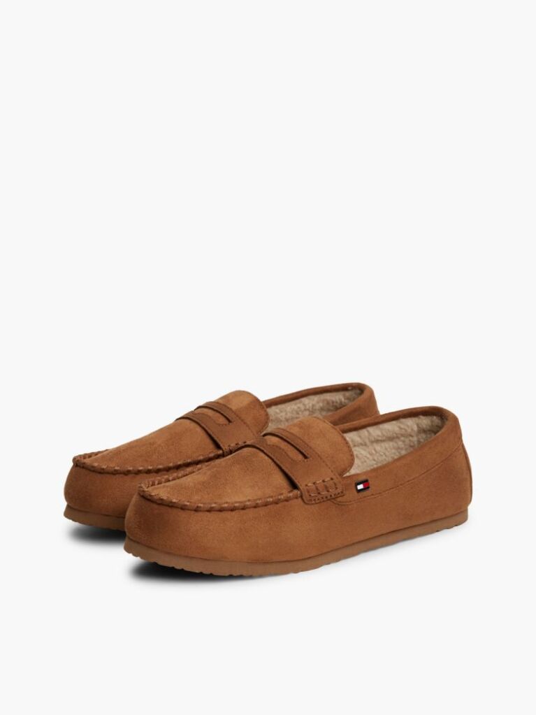 Brown Flag Embroidery Driver Slippers  Men