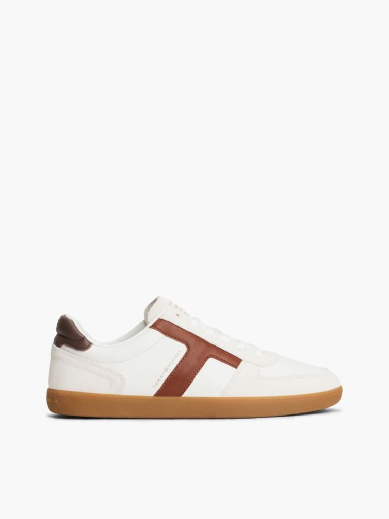 Μπεζ Δερμάτινα Sneakers Με Υφασμάτινα Πάνελ  Άνδρες