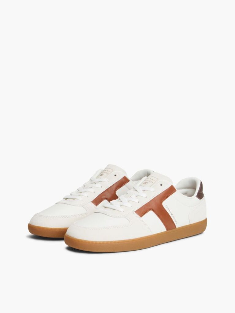 Μπεζ Δερμάτινα Sneakers Με Υφασμάτινα Πάνελ  Άνδρες