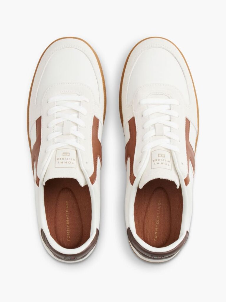 Μπεζ Δερμάτινα Sneakers Με Υφασμάτινα Πάνελ  Άνδρες