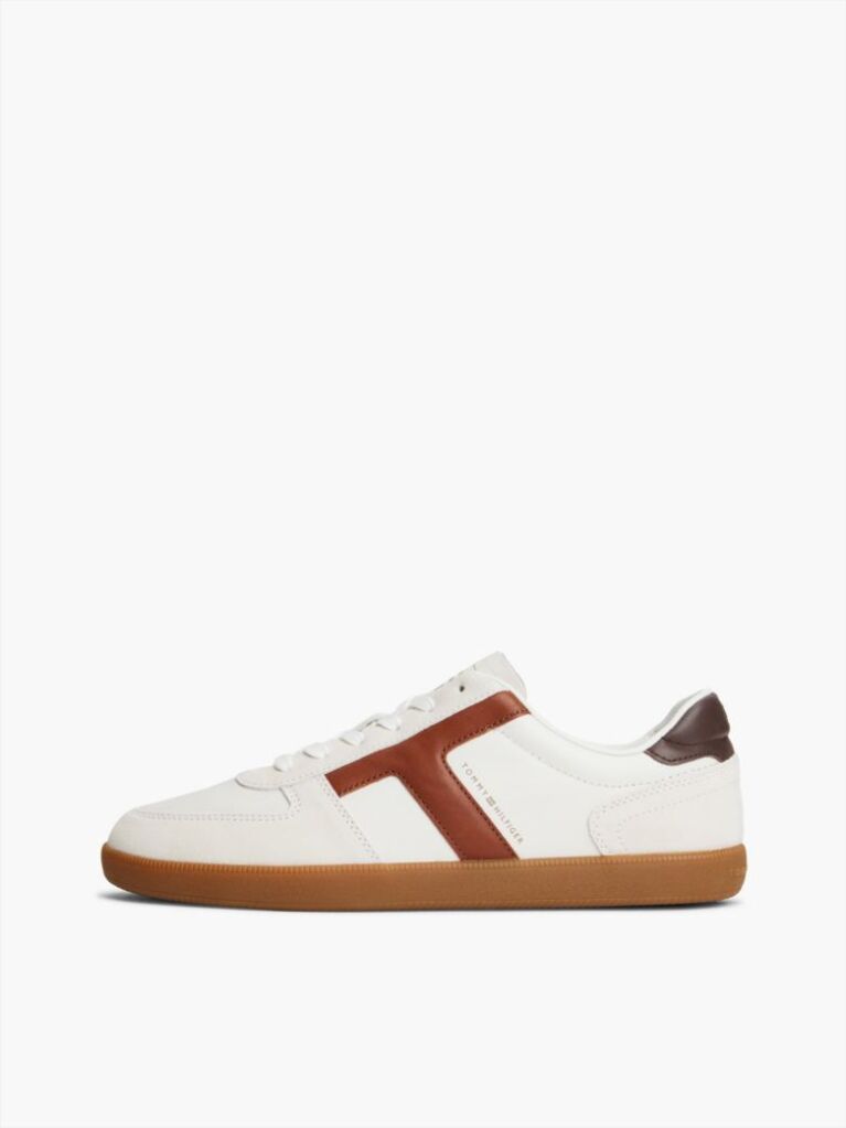 Μπεζ Δερμάτινα Sneakers Με Υφασμάτινα Πάνελ  Άνδρες