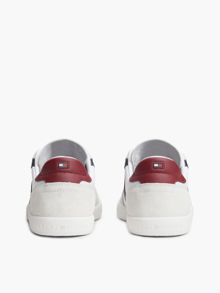 Άσπρο Δερμάτινα Sneakers Με Υφασμάτινα Πάνελ  Άνδρες