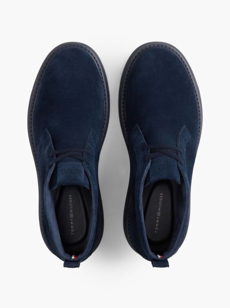 Blue Suede Flag Plaque Chukka Boots  Men