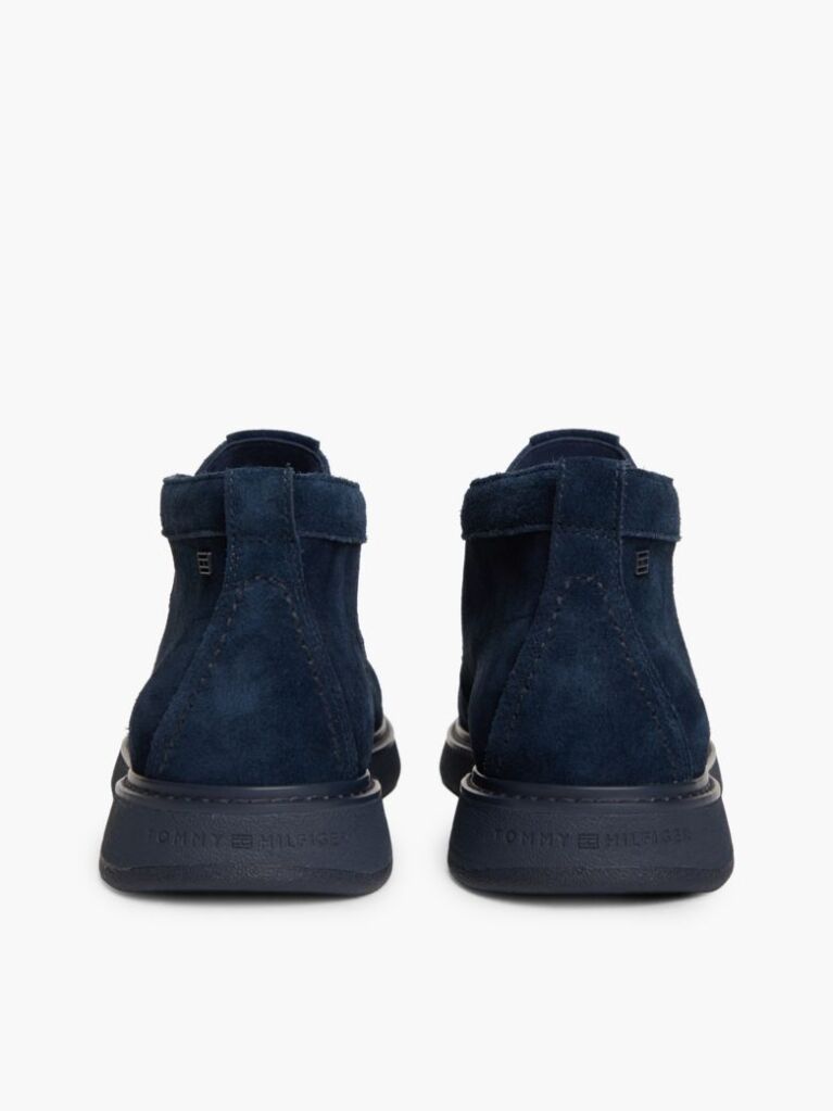 Blue Suede Flag Plaque Chukka Boots  Men