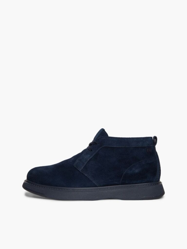 Blue Suede Flag Plaque Chukka Boots  Men