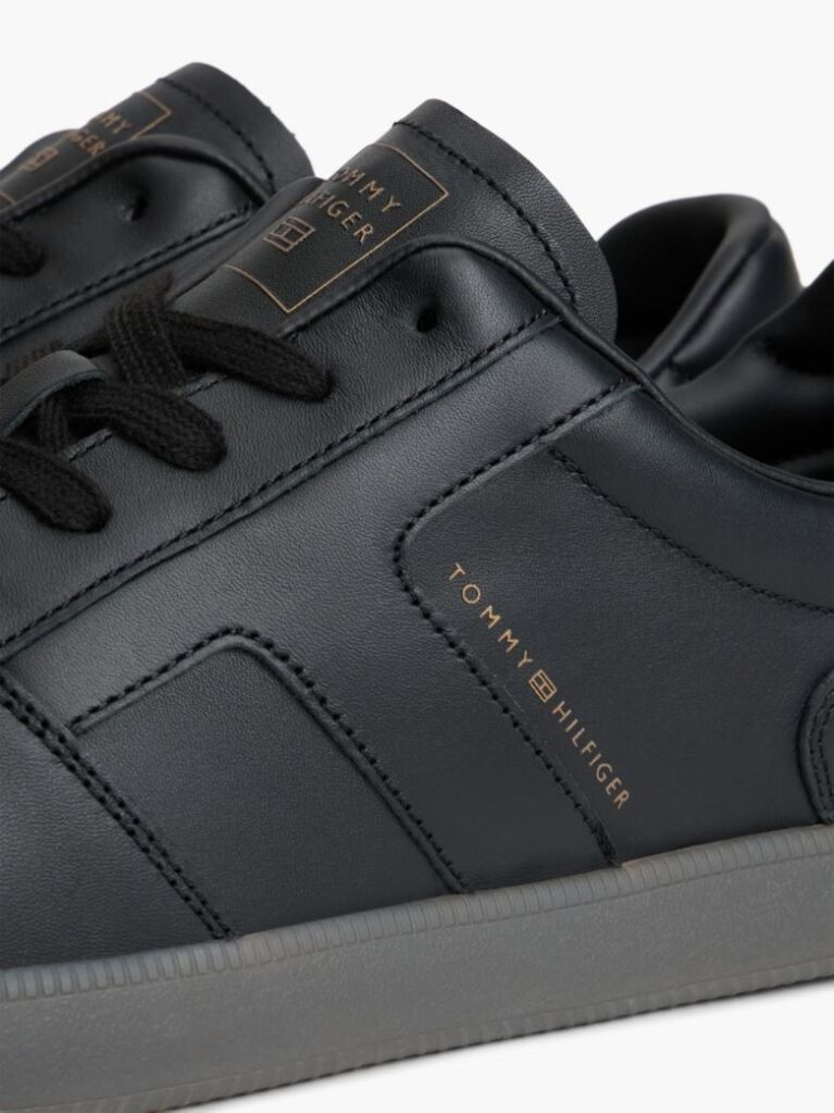 Μαύρο Δερμάτινα Sneakers Με Λογότυπο  Άνδρες