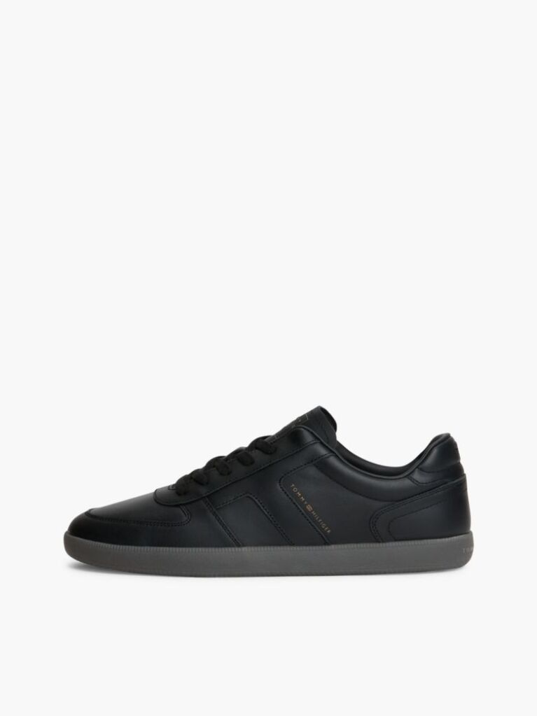 Μαύρο Δερμάτινα Sneakers Με Λογότυπο  Άνδρες