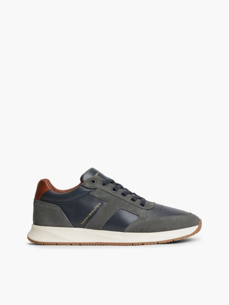 Μπλε Δερμάτινα Sneakers Με Μίξη Υφών  Άνδρες