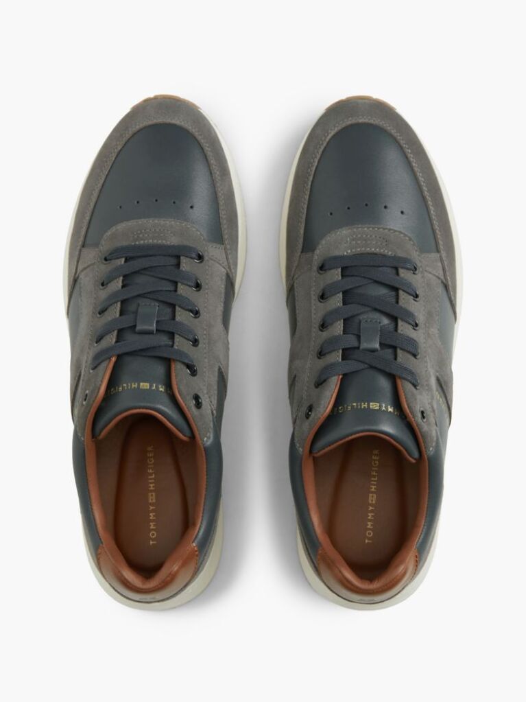 Μπλε Δερμάτινα Sneakers Με Μίξη Υφών  Άνδρες
