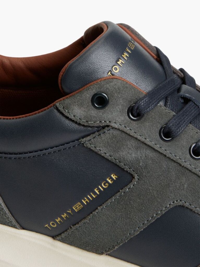 Μπλε Δερμάτινα Sneakers Με Μίξη Υφών  Άνδρες