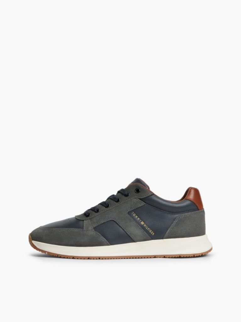 Μπλε Δερμάτινα Sneakers Με Μίξη Υφών  Άνδρες