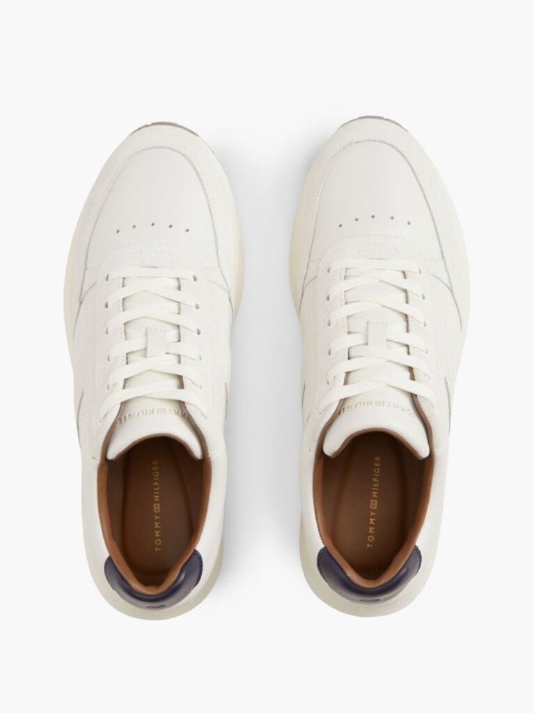 Μπεζ Δερμάτινα Sneakers Με Μίξη Υφών  Άνδρες