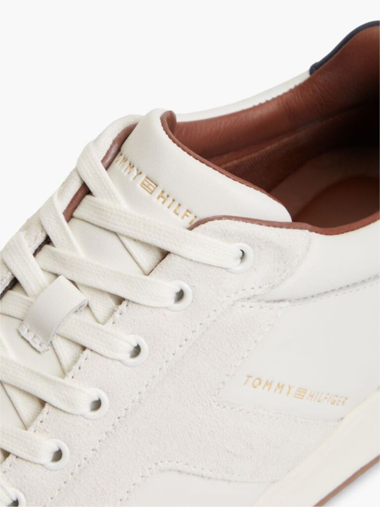 Μπεζ Δερμάτινα Sneakers Με Μίξη Υφών  Άνδρες