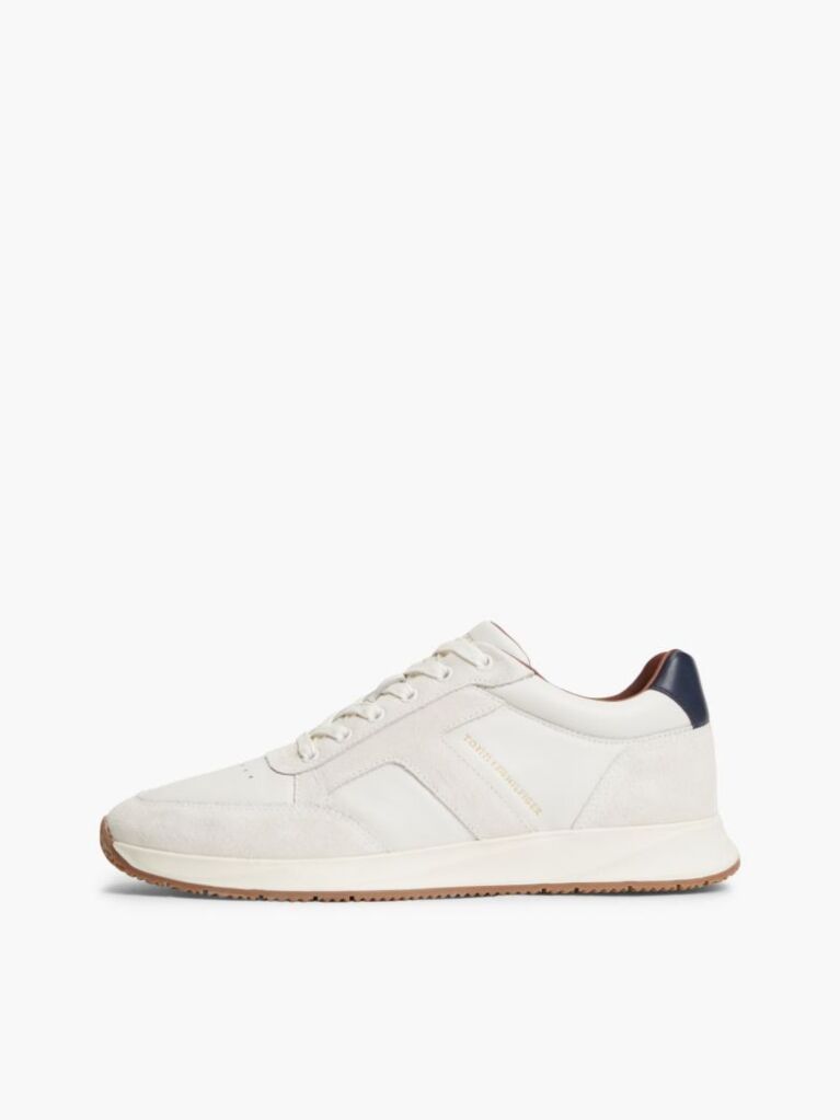 Μπεζ Δερμάτινα Sneakers Με Μίξη Υφών  Άνδρες