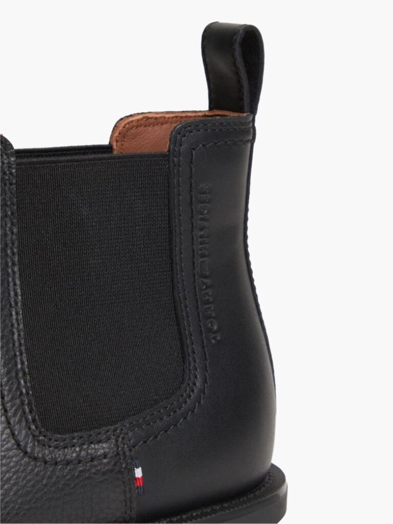 Black Pebble Grain Leather Chelsea Boots  Men