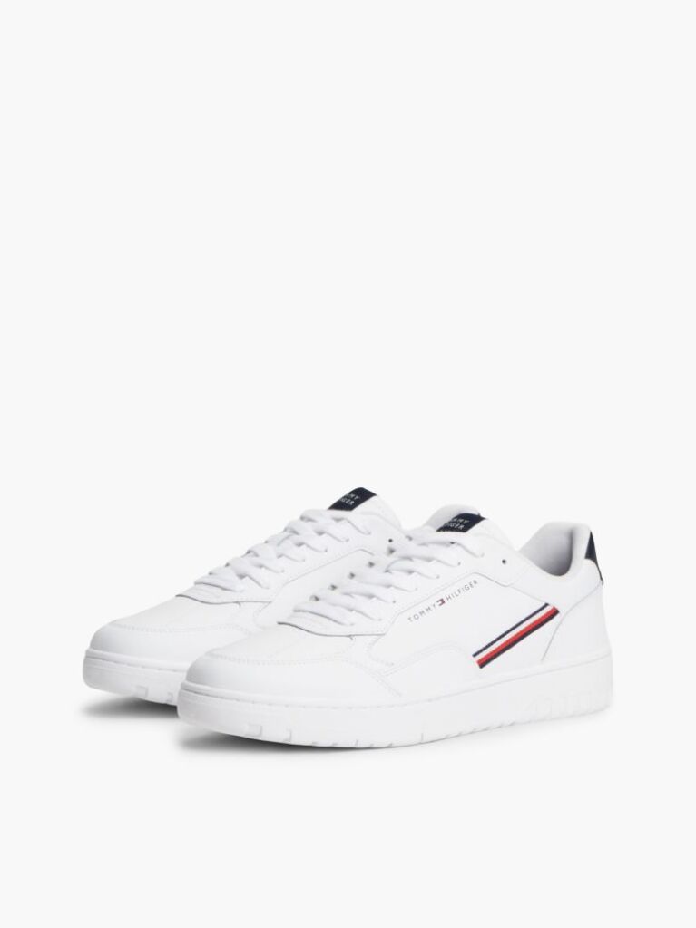 Άσπρο Δερμάτινα Sneakers Basketball Με Global Ριγέ Λεπτομέρεια  Άνδρες