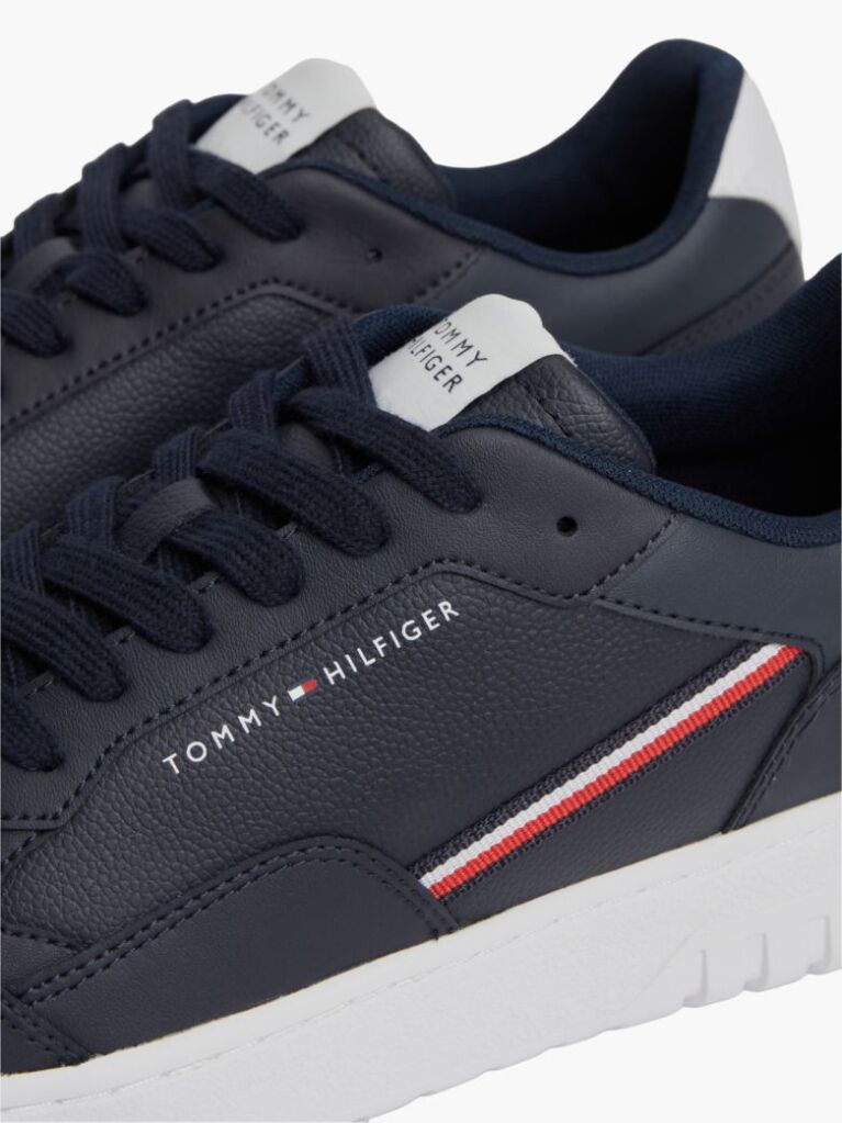 Μπλε Δερμάτινα Sneakers Basketball Με Global Ριγέ Λεπτομέρεια  Άνδρες