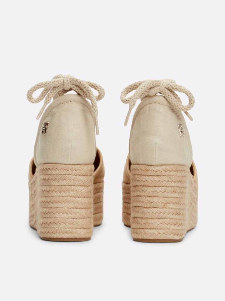 Beige Linen Rope Detail Wedge Heel Sandals  Women