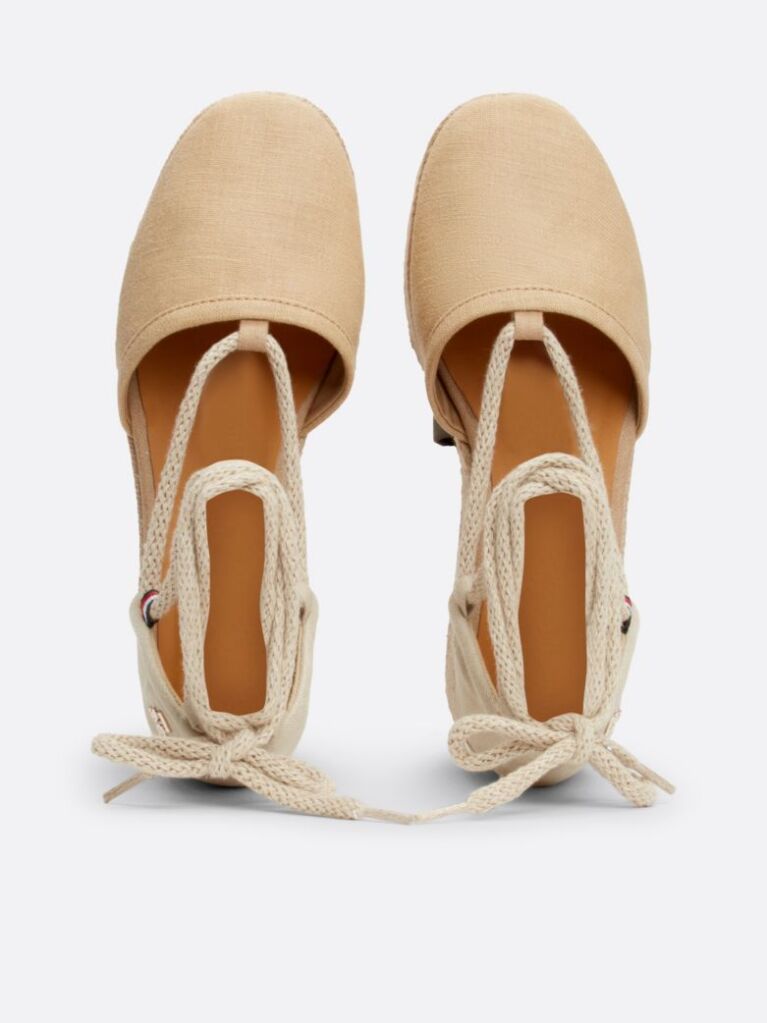 Beige Linen Rope Detail Wedge Heel Sandals  Women