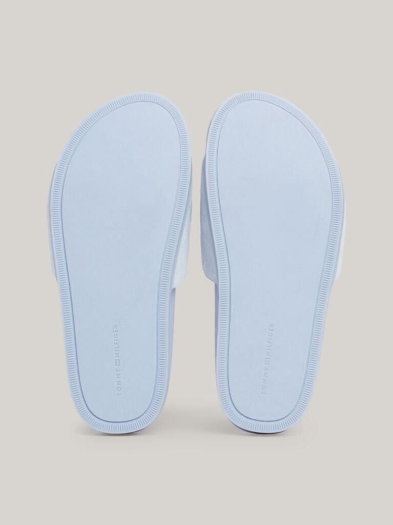Blue TH Monogram Buckle Suede Sandals  Women