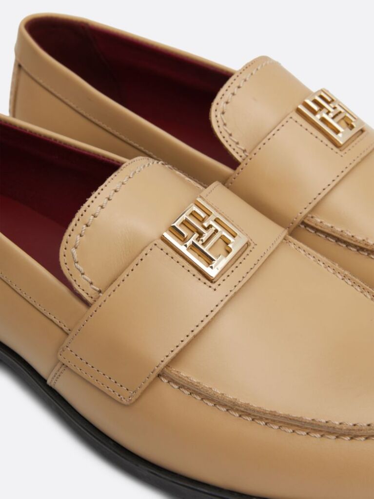 Beige Elevated Leather Loafers  Women