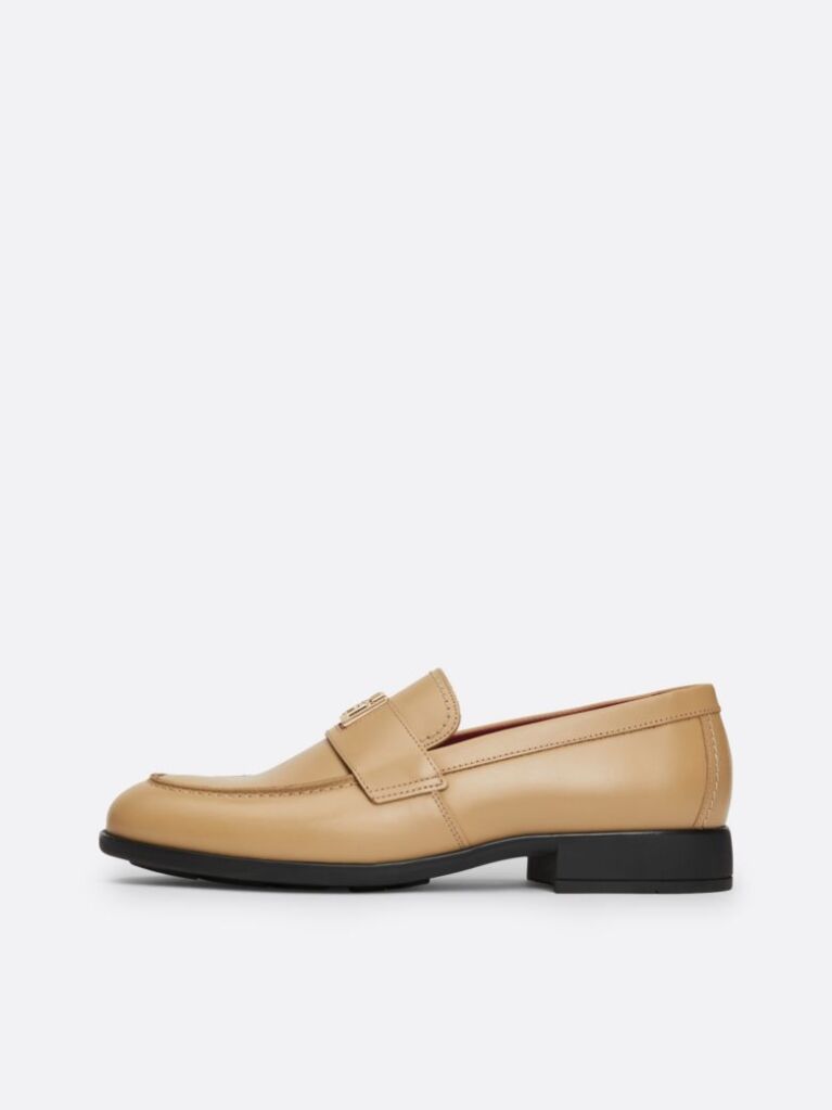 Beige Elevated Leather Loafers  Women