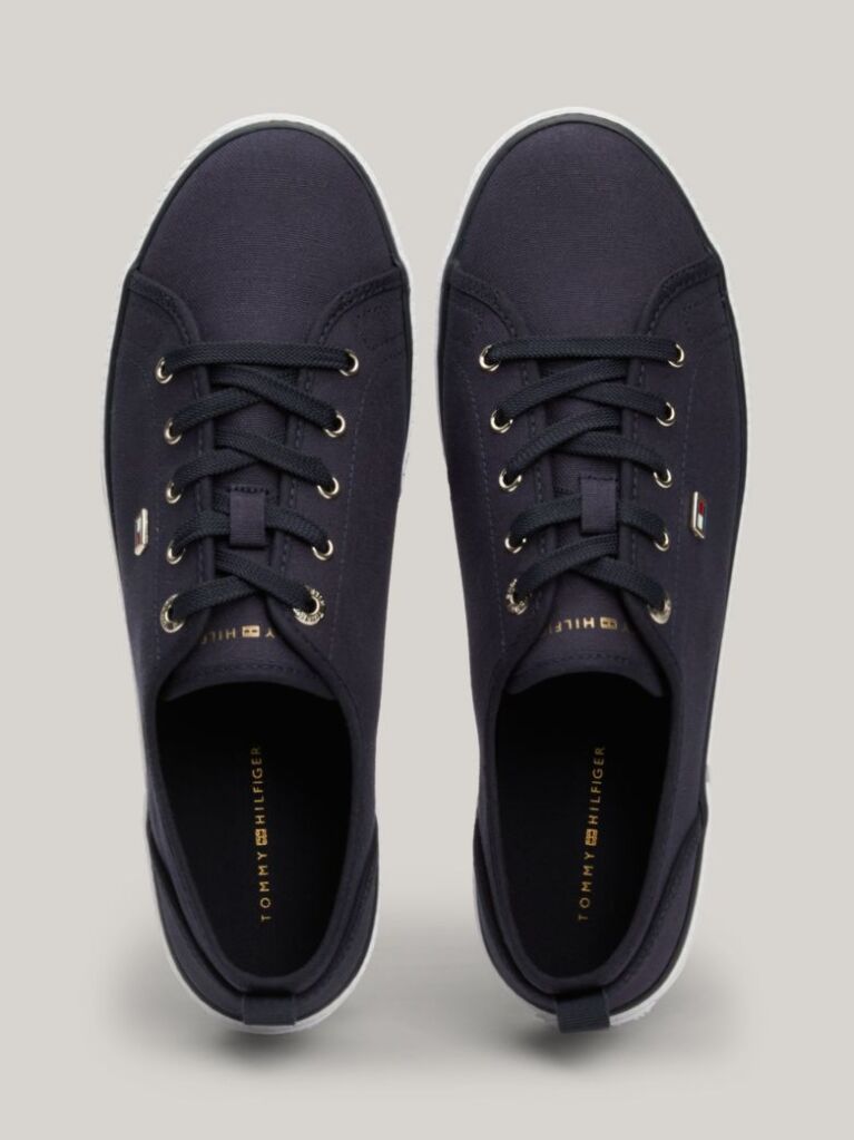 Blue Enamel Flag Canvas Trainers  Women