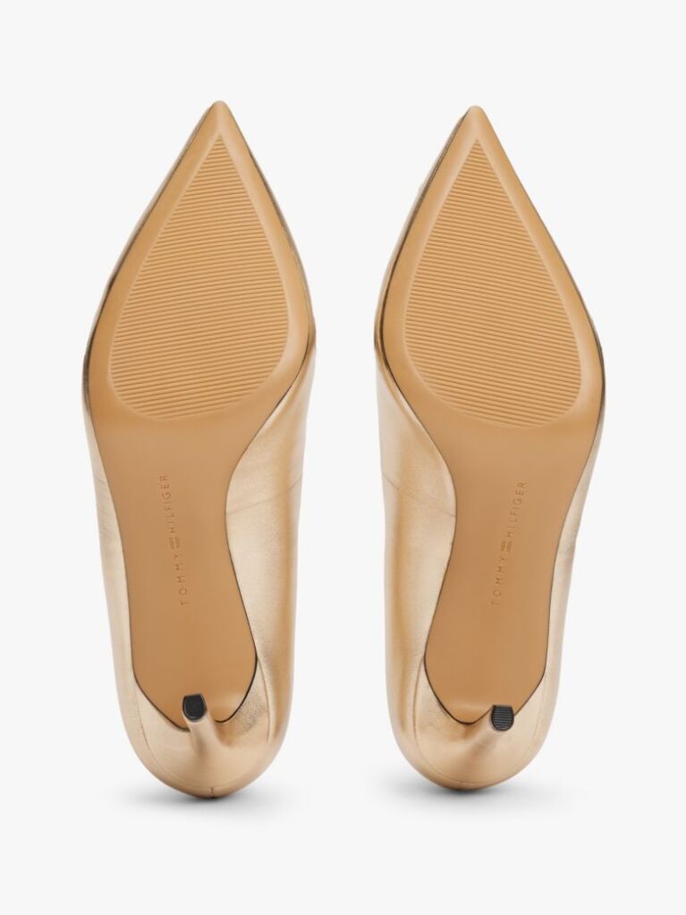 Gold Metallic Leather Pointed Stiletto Heels  Women