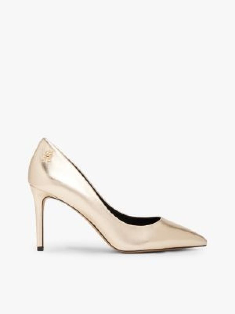 Gold Metallic Leather Pointed Stiletto Heels  Women