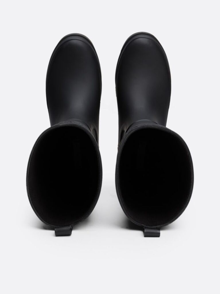 Black TH Monogram Rubber Cleat Rain Boots  Women