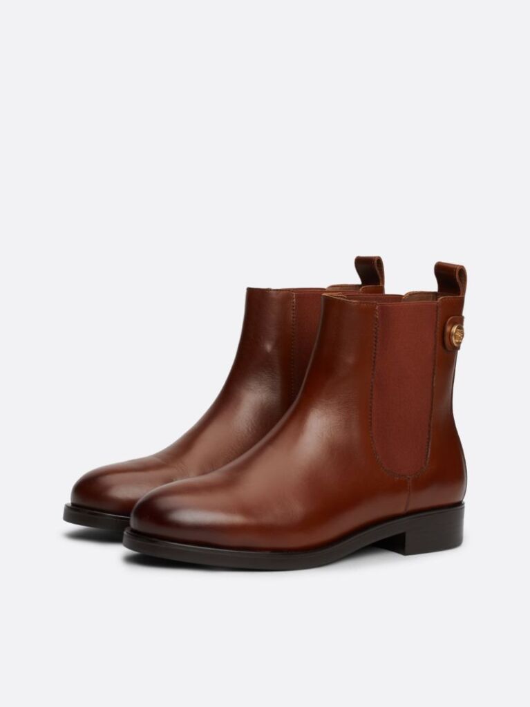 Brown Leather Stud Chelsea Boots  Women