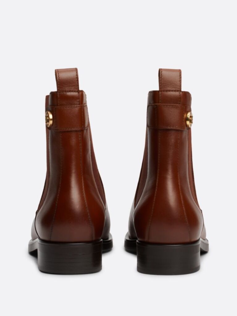 Brown Leather Stud Chelsea Boots  Women