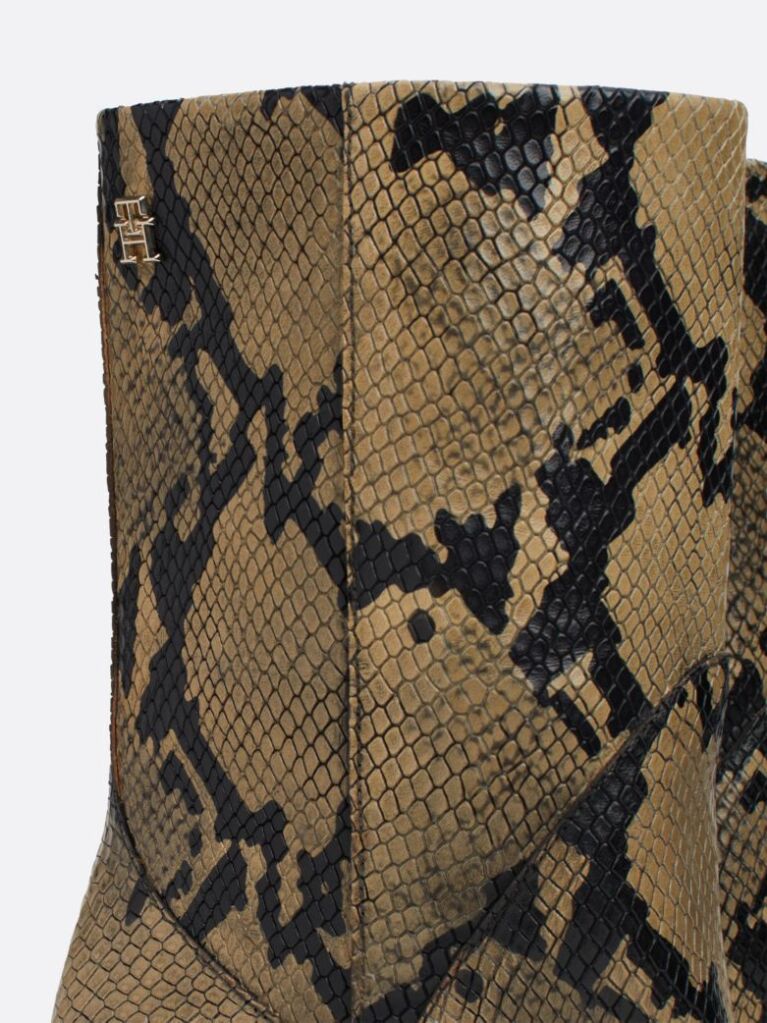 Multi Δερμάτινες Μπότες Με Cuban Τακούνι Και Ανάγλυφο Snake Σχέδιο  Γυναίκες