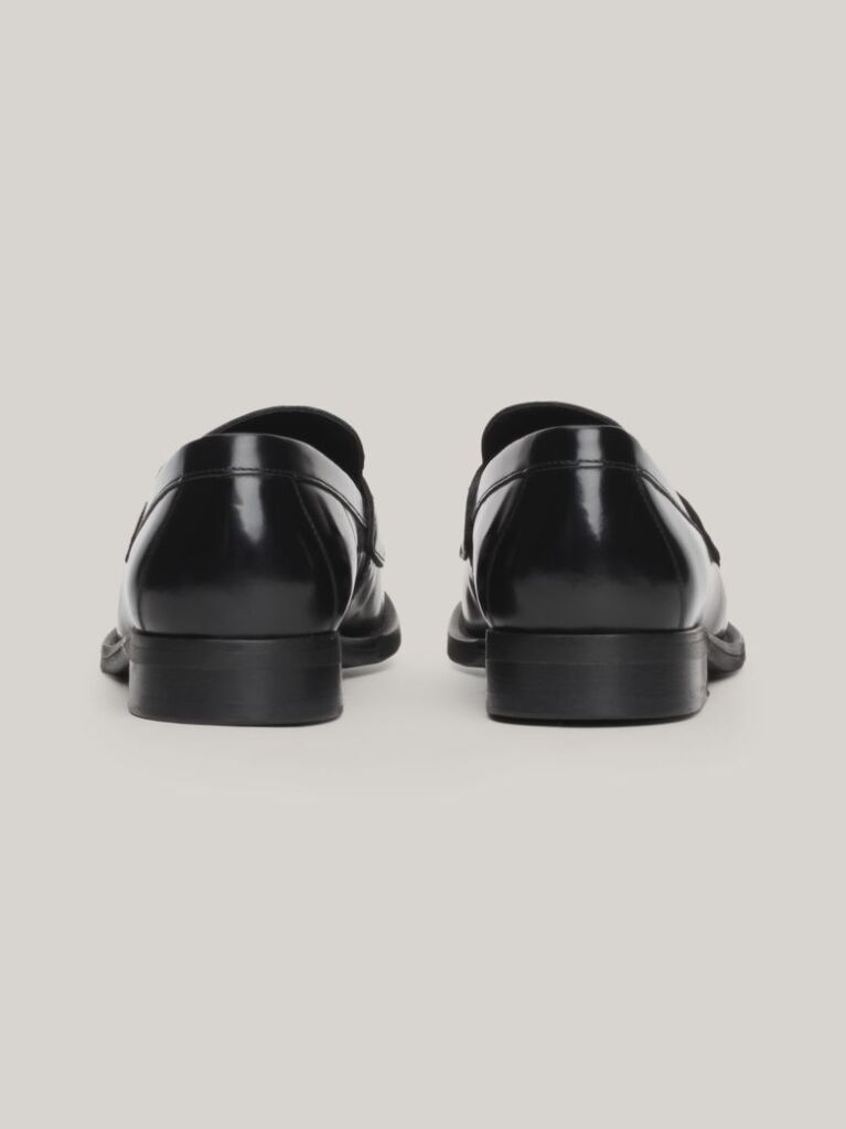 Μαύρο TH Monogram Δερμάτινα Loafers  Γυναίκες