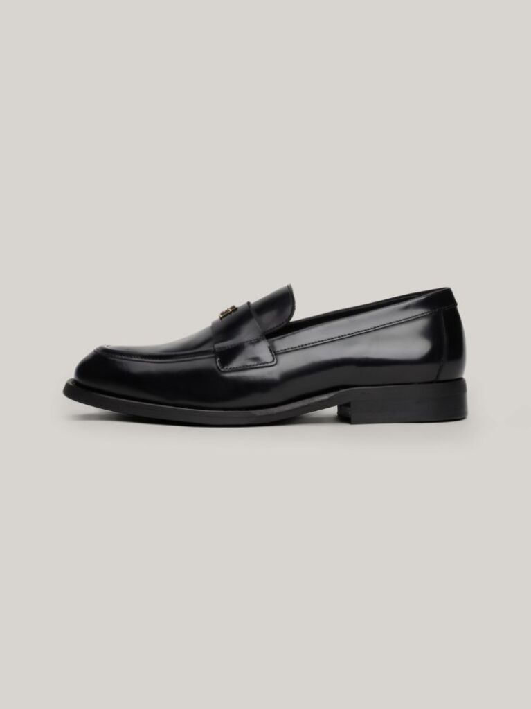 Μαύρο TH Monogram Δερμάτινα Loafers  Γυναίκες