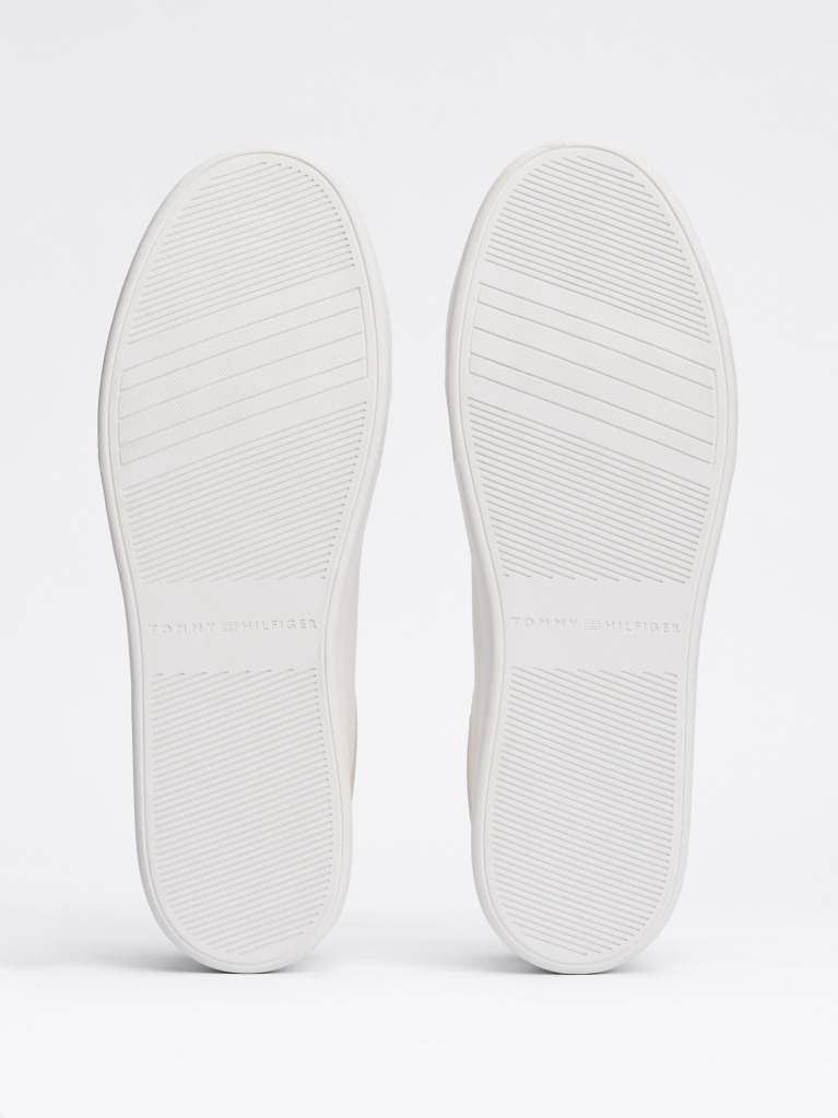 Beige Essential Metallic Leather Court Trainers  Women