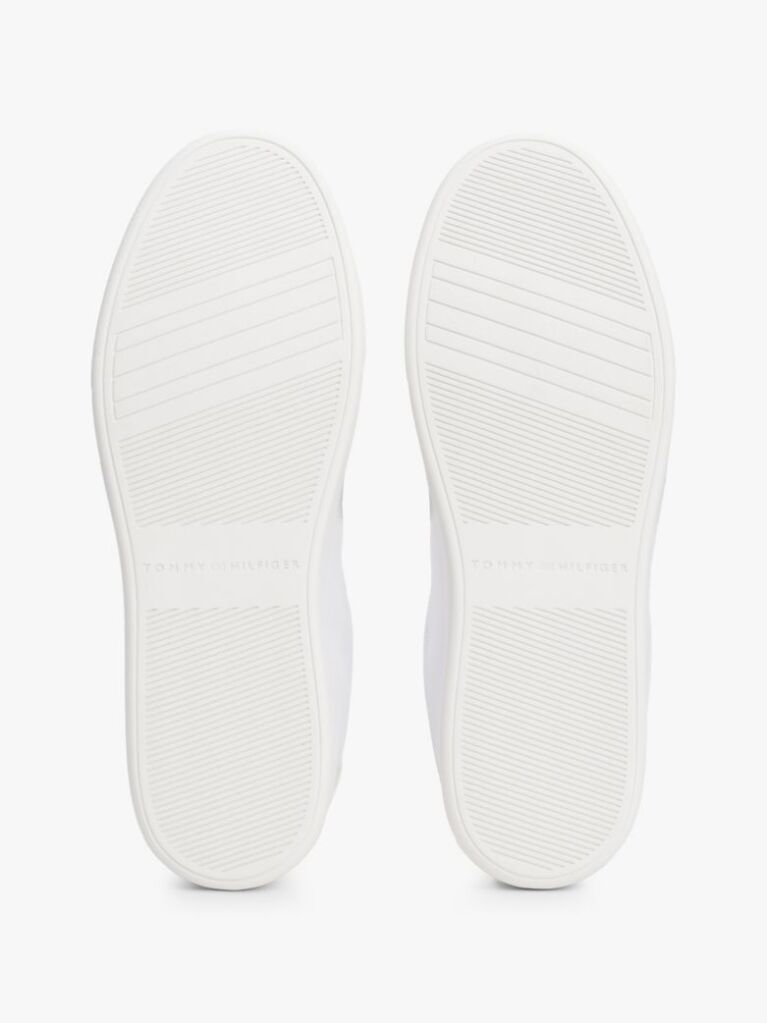 White Essential Metallic Leather Court Trainers  Women