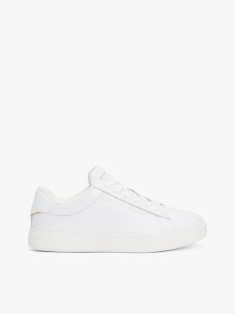 White Essential Metallic Leather Court Trainers  Women