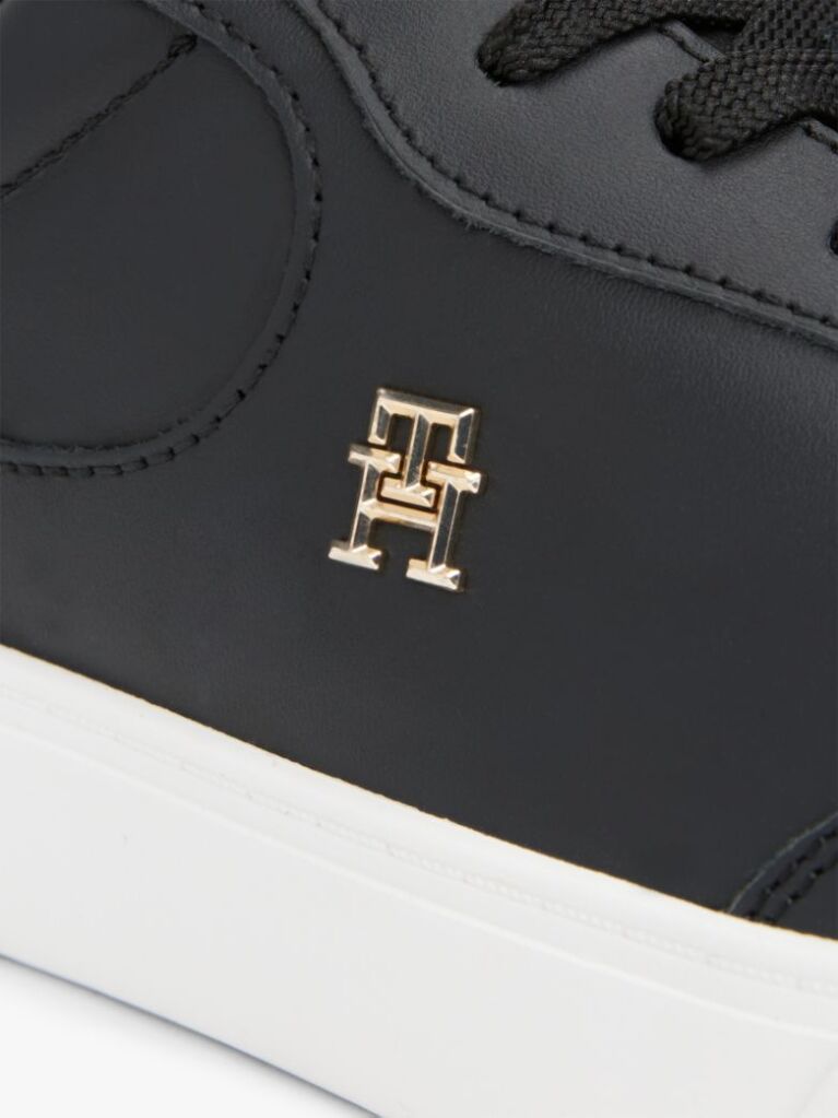 Black TH Monogram Leather Court Trainers  Women