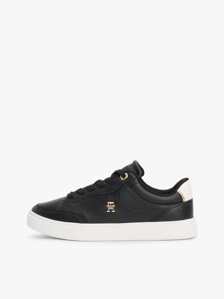 Black TH Monogram Leather Court Trainers  Women