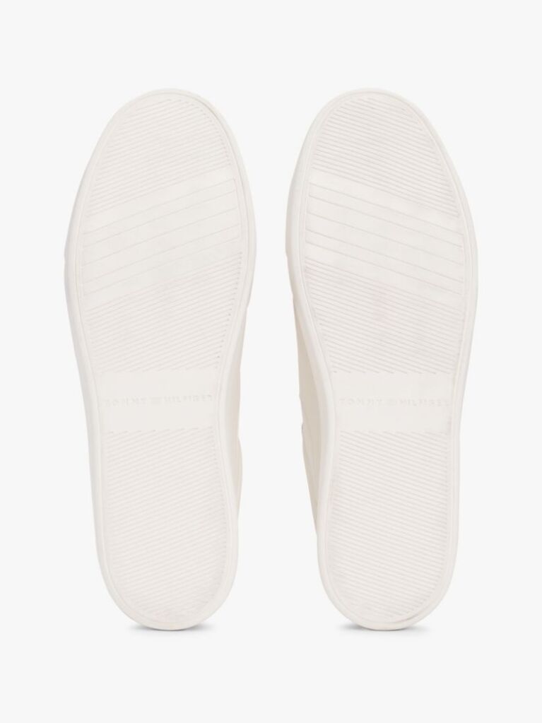 White TH Monogram Leather Court Trainers  Women