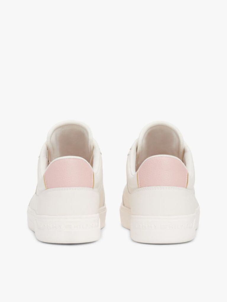 White TH Monogram Leather Court Trainers  Women