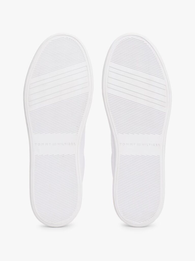 White TH Monogram Leather Court Trainers  Women